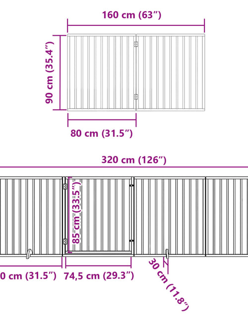 Încărcați imaginea în vizualizatorul Galerie, Poartă de câini pliabilă cu ușă, 8 panouri, 640 cm, lemn plop
