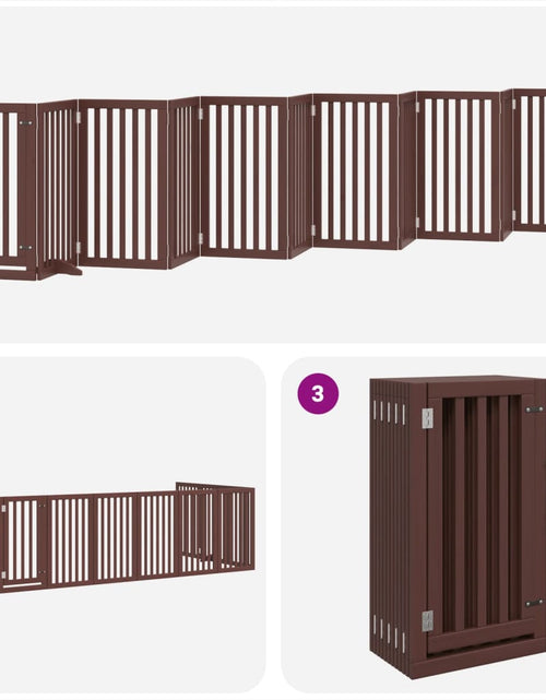 Загрузите изображение в средство просмотра галереи, Poartă câini pliabilă cu ușă 12 panouri maro 600 cm, lemn plop
