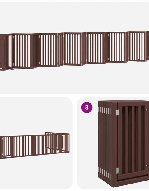 Загрузите изображение в средство просмотра галереи, Poartă câini pliabilă cu ușă 15 panouri maro 750 cm, lemn plop
