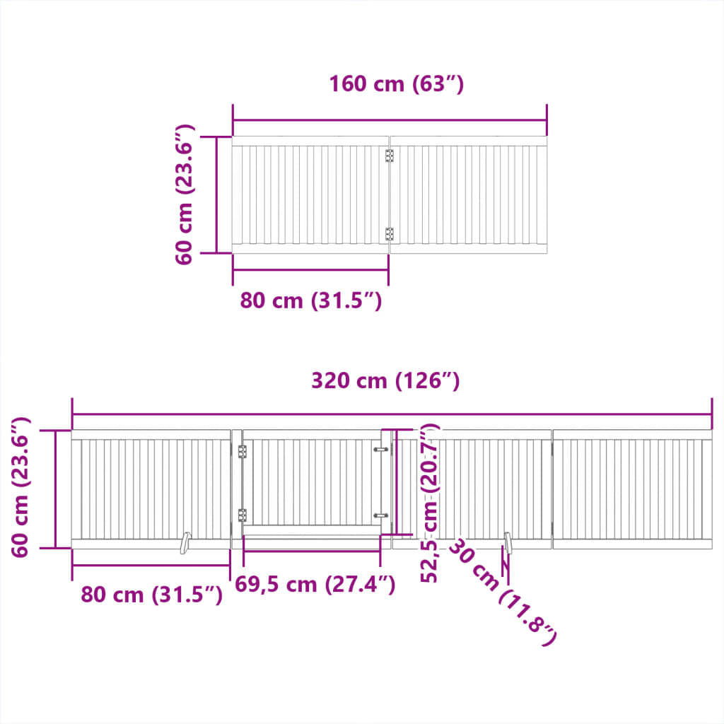 Poartă câini pliabilă cu ușă, 6 panouri, alb, 480 cm, lemn plop