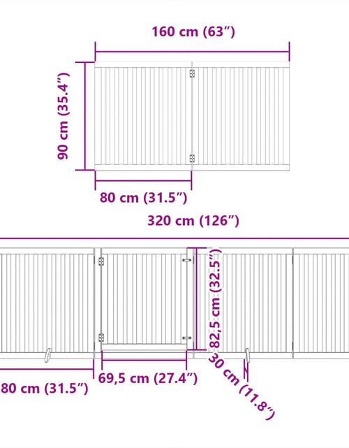 Încărcați imaginea în vizualizatorul Galerie, Poartă câini pliabilă cu ușă 6 panouri maro, 480 cm, lemn plop
