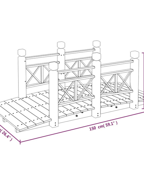 Загрузите изображение в средство просмотра галереи, Pod de grădină cu balustrade, 150x67x56 cm, lemn masiv de molid
