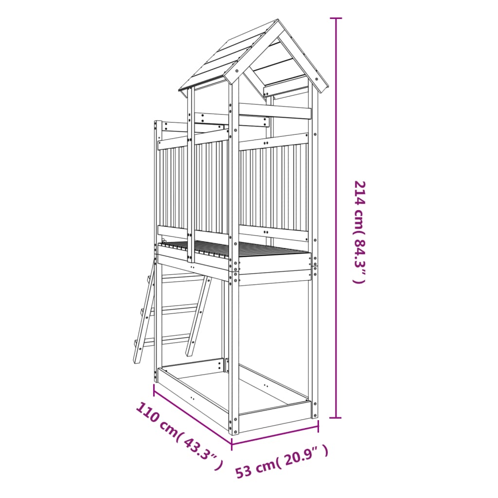 Set de joacă de exterior, 53x110x214 cm, lemn de pin impregnat