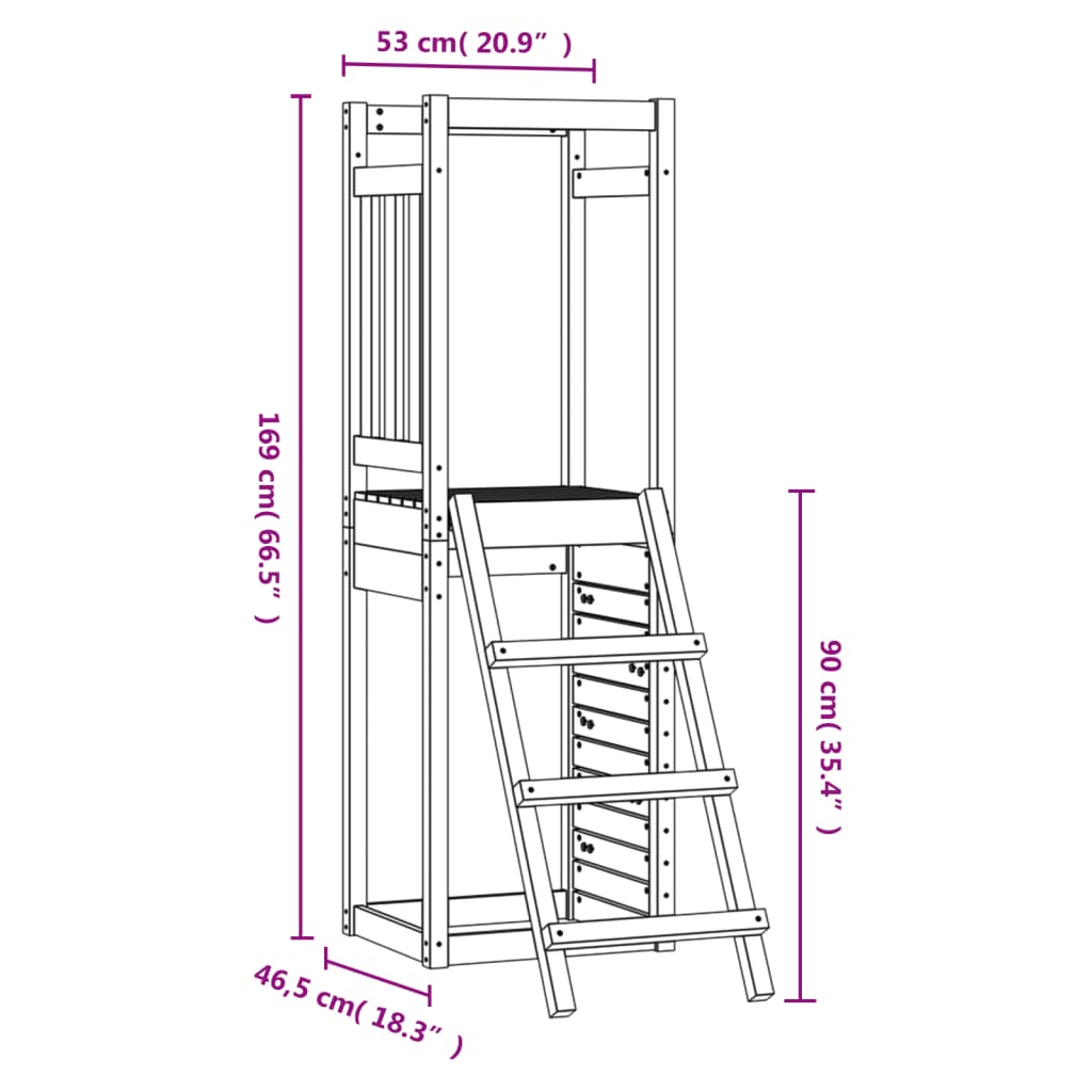 Set de joacă, 53x46,5x169 cm, lemn masiv de pin