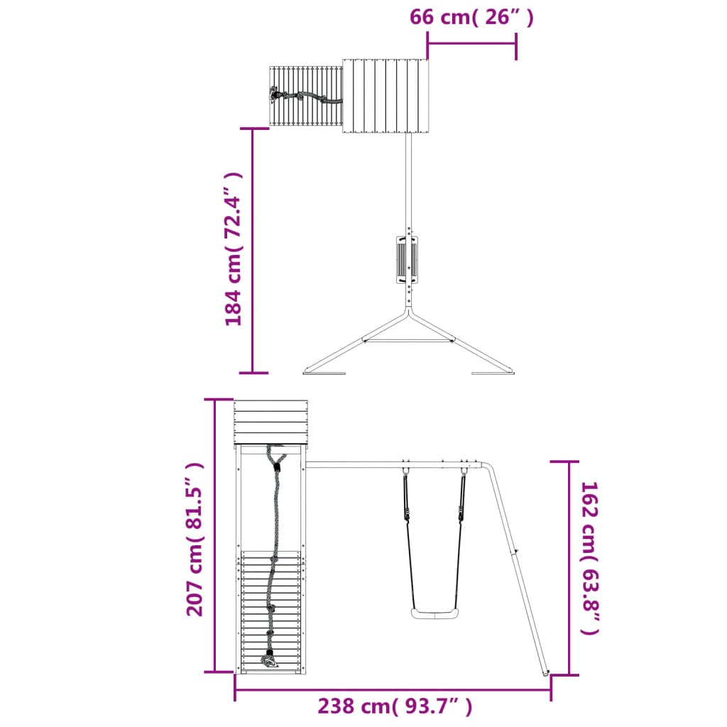 Set de joacă pentru exterior, lemn masiv de pin