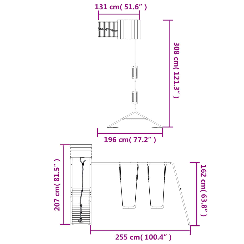 Set de joacă pentru exterior, lemn masiv de pin