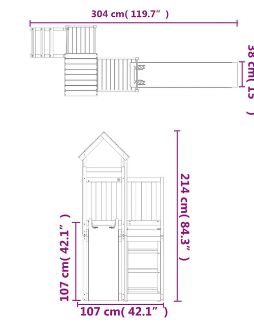 Încărcați imaginea în vizualizatorul Galerie, Set de joacă pentru exterior, lemn masiv de pin
