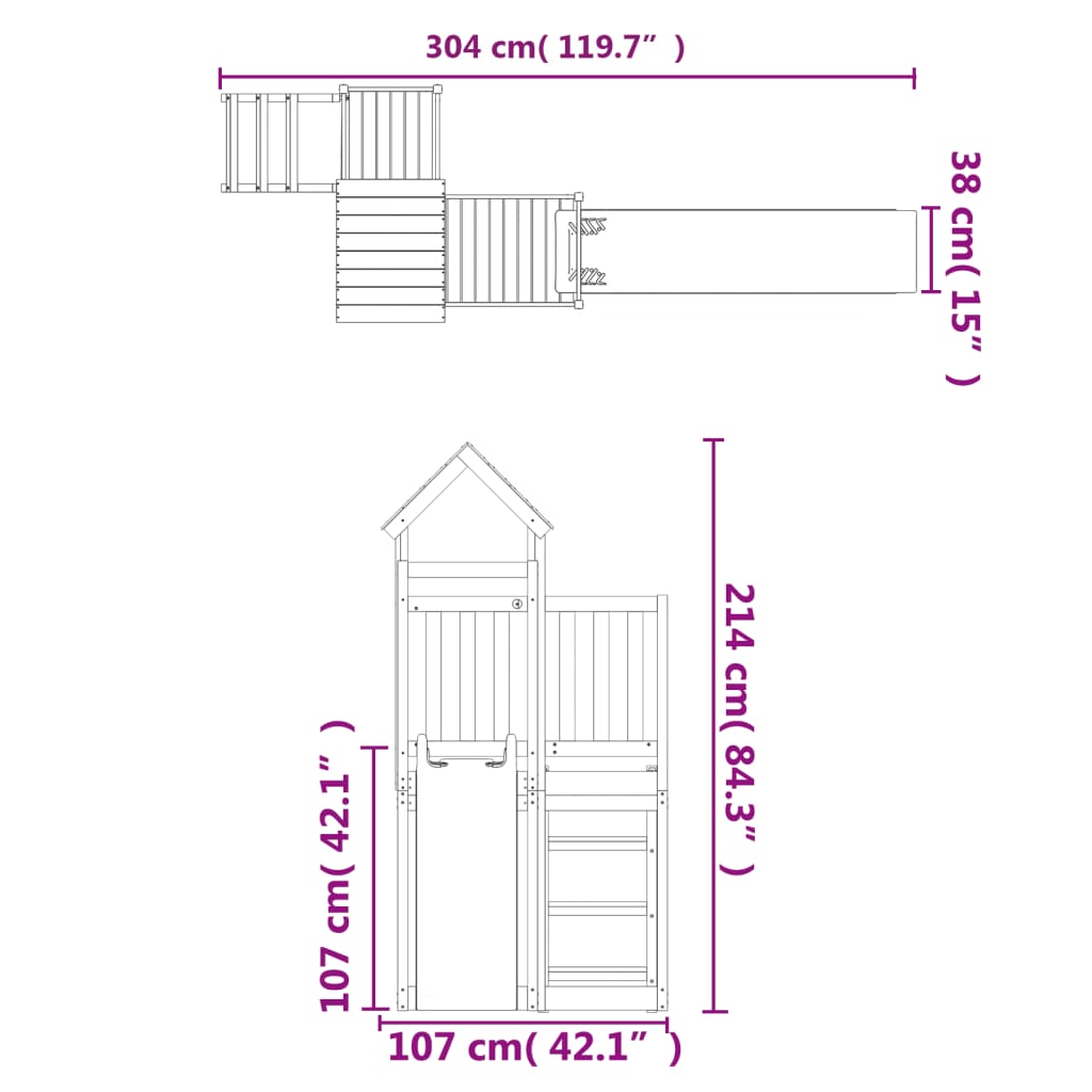 Set de joacă pentru exterior, lemn masiv de pin