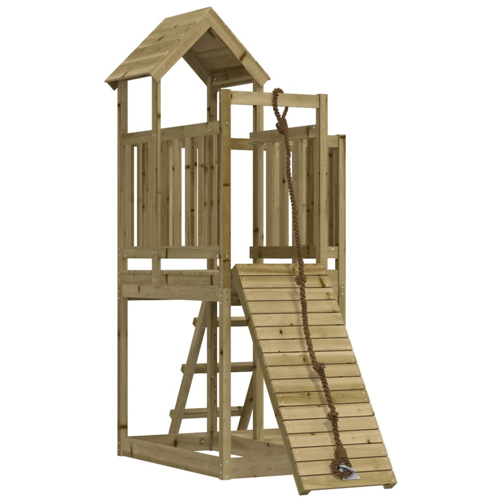 Căsuță de joacă cu perete de cățărat, lemn de pin impregnat