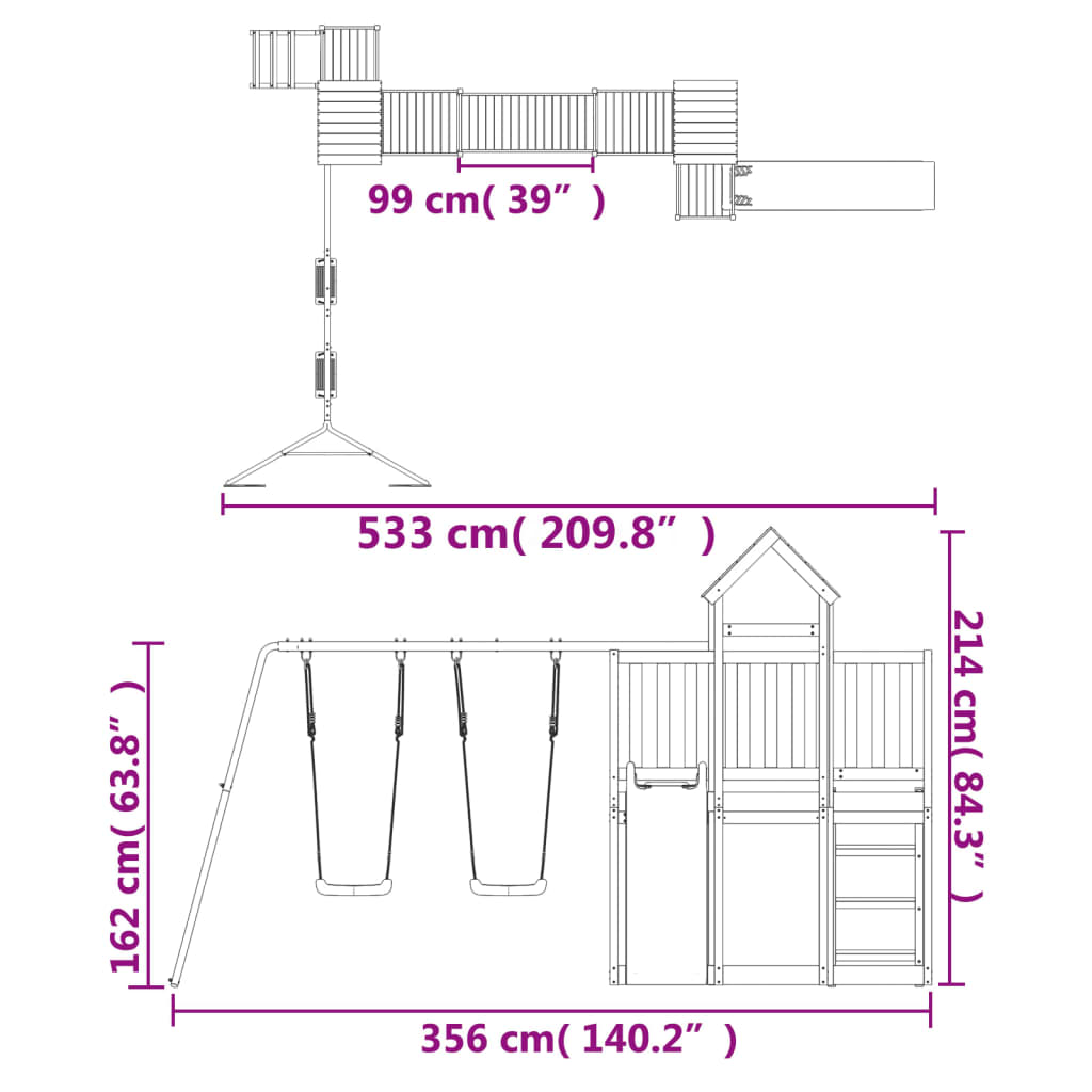 Set de joacă pentru exterior, lemn de pin impregnat - Lando