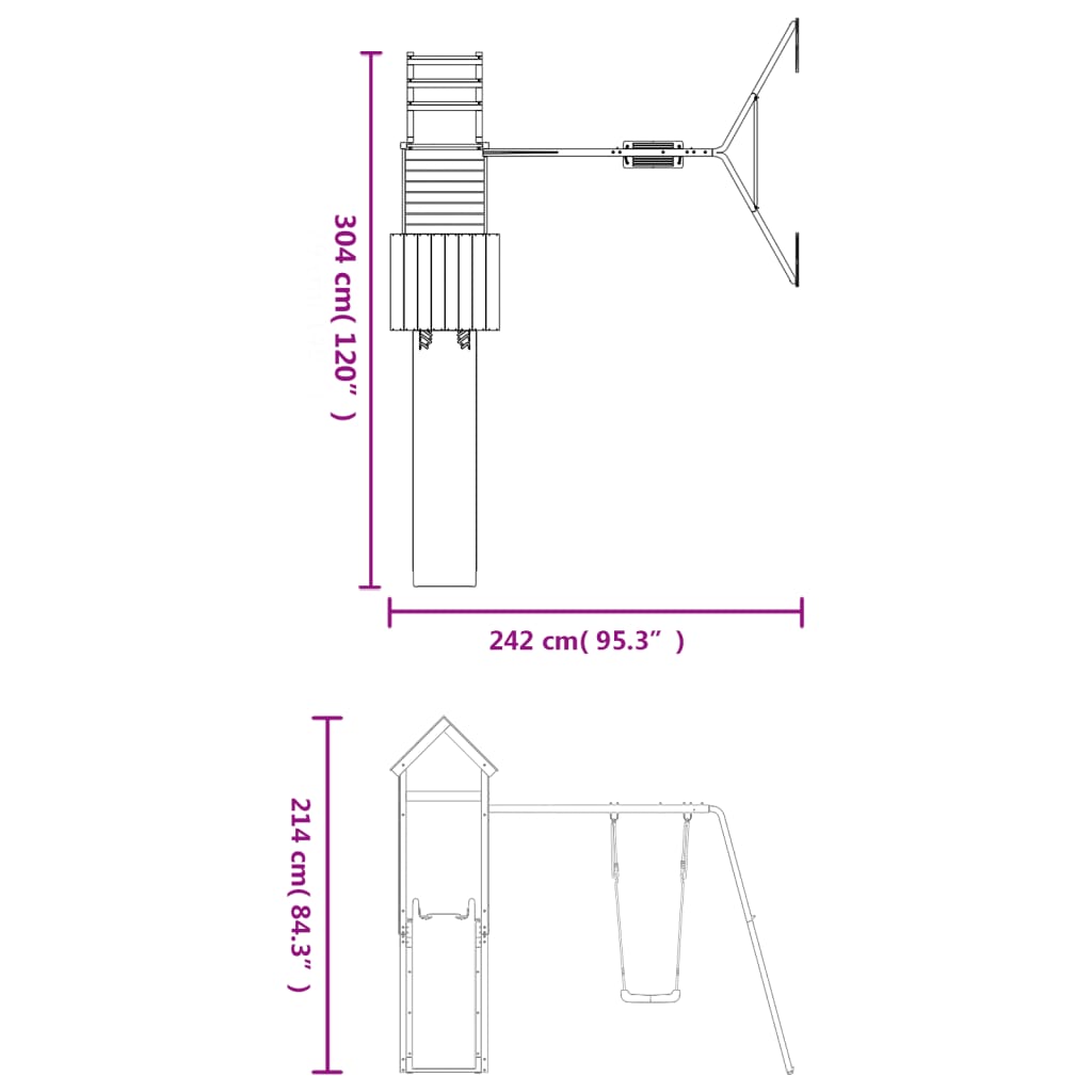 Set de joacă pentru exterior, lemn masiv de douglas