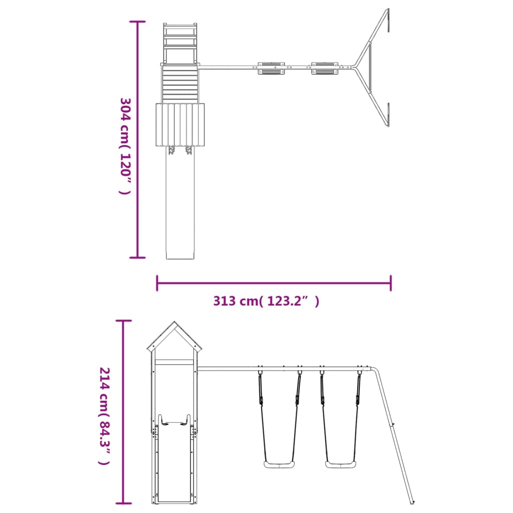 Set de joacă pentru exterior, lemn de pin impregnat - Lando