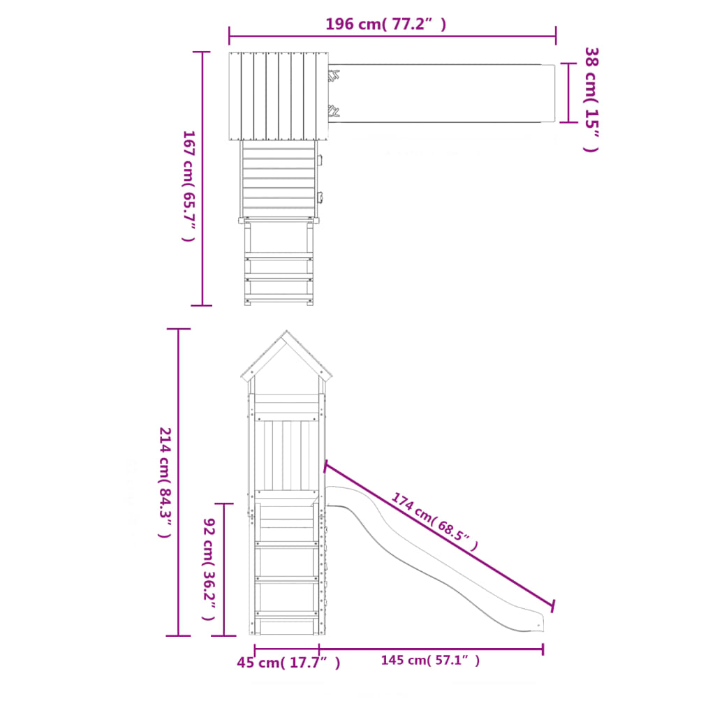 Set de joacă pentru exterior, lemn masiv de pin