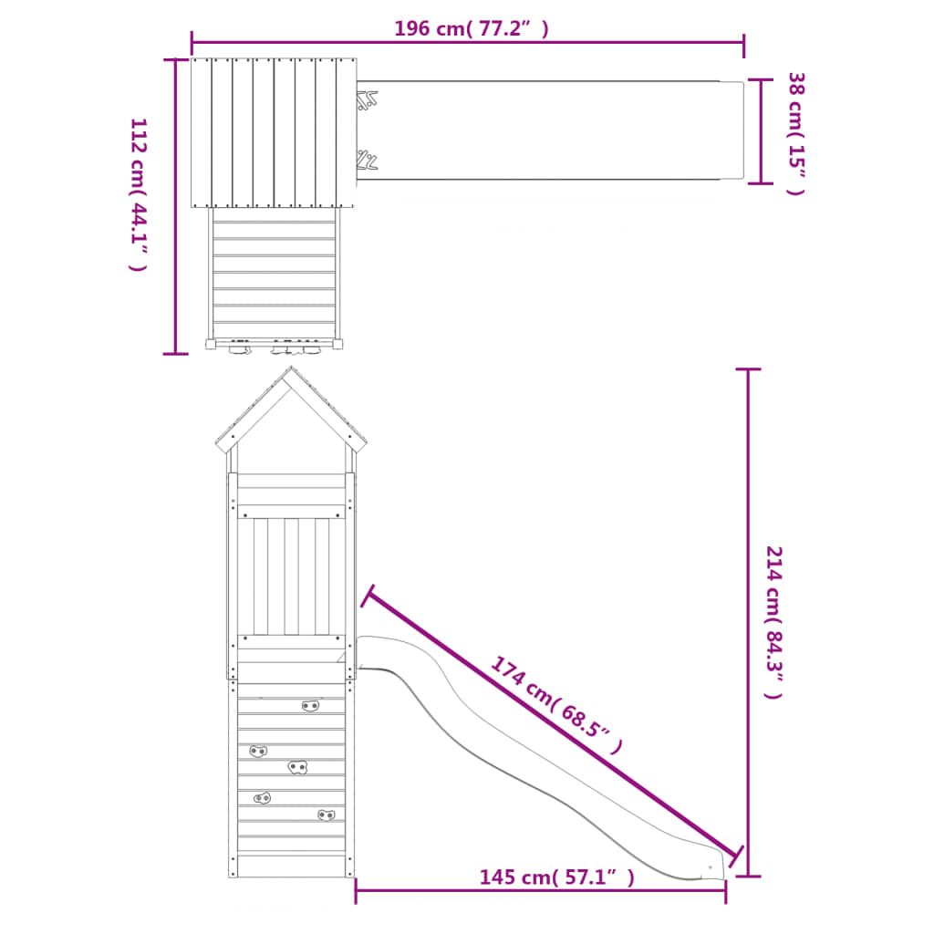 Set de joacă pentru exterior, lemn masiv de pin