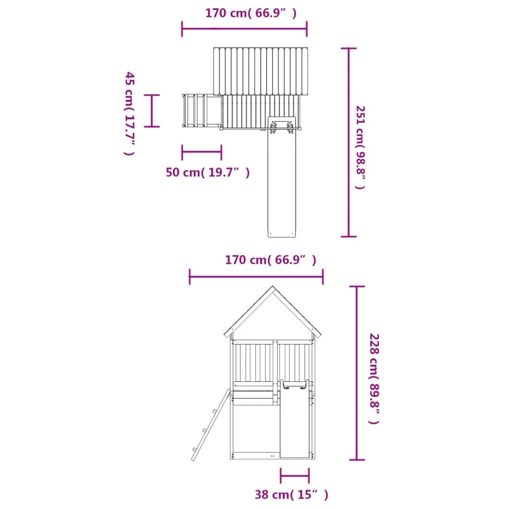 Set de joacă pentru exterior, lemn masiv de douglas