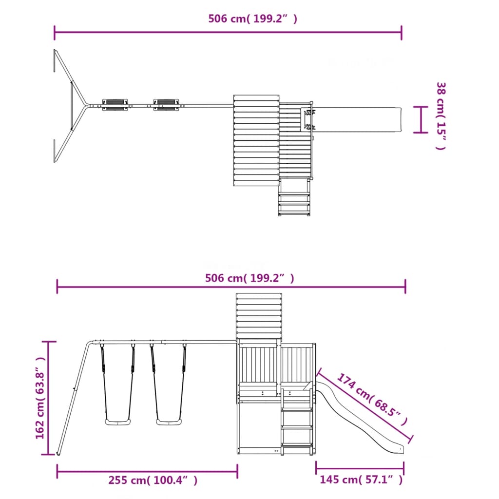 Set de joacă pentru exterior, lemn de pin impregnat - Lando