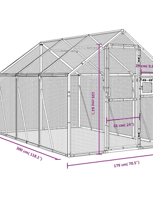 Încărcați imaginea în vizualizatorul Galerie, Volieră de păsări, argintiu, 1,79x2x1,85 m, aluminiu
