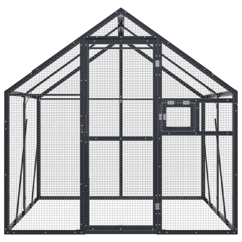 Volieră de păsări, antracit, 1,79x2x1,85 m, aluminiu