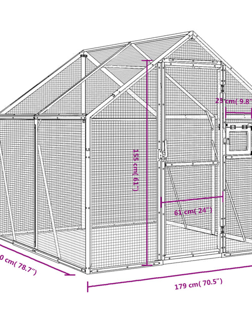 Încărcați imaginea în vizualizatorul Galerie, Volieră de păsări, antracit, 1,79x2x1,85 m, aluminiu

