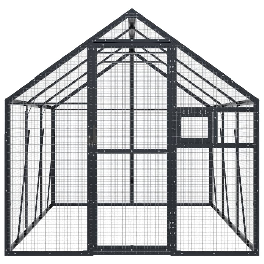 Volieră de păsări, antracit, 1,79x3x1,85 m, aluminiu