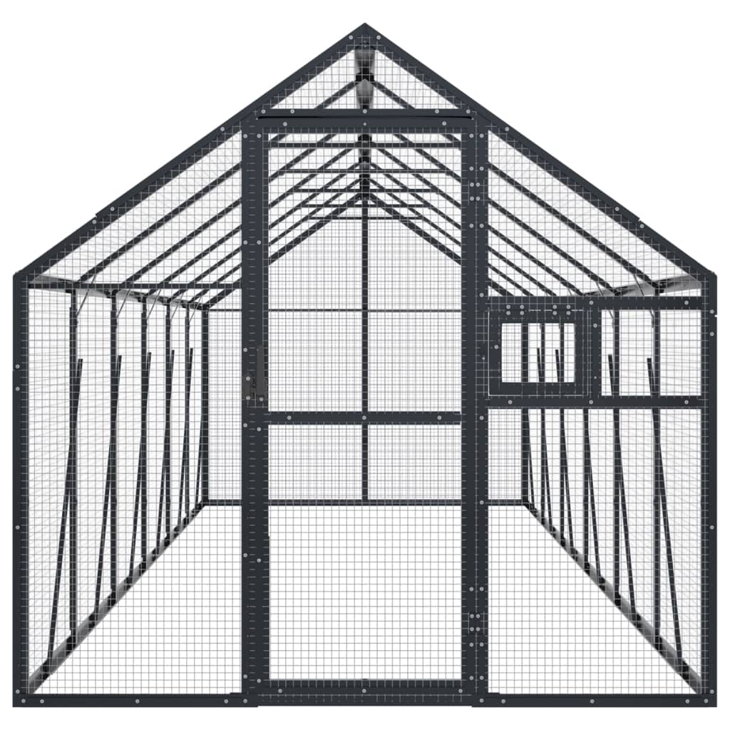 Volieră de păsări, antracit, 1,79x6x1,85 m, aluminiu