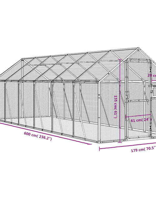 Încărcați imaginea în vizualizatorul Galerie, Volieră de păsări, antracit, 1,79x6x1,85 m, aluminiu
