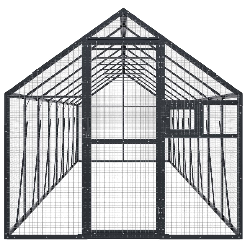 Volieră de păsări, antracit, 1,79x8x1,85 m, aluminiu