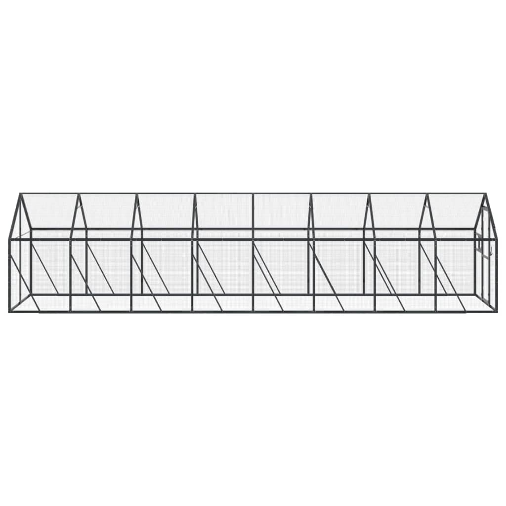 Volieră de păsări, antracit, 1,79x8x1,85 m, aluminiu