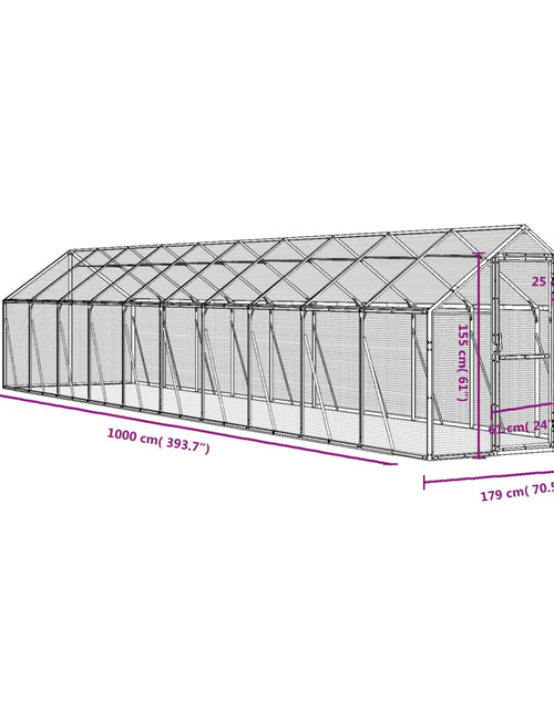 Загрузите изображение в средство просмотра галереи, Volieră de păsări, antracit, 1,79x10x1,85 m, aluminiu
