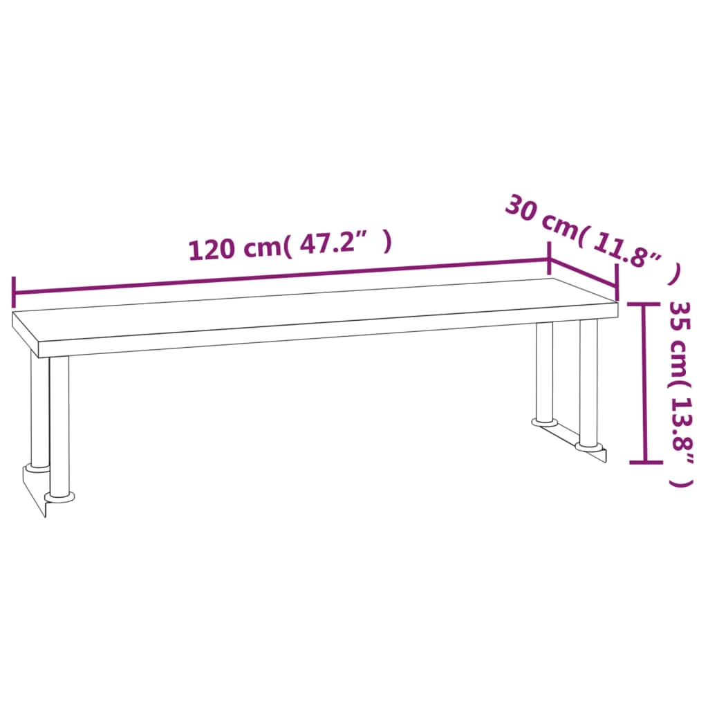 Masă bucătărie cu raft superior, 120x60x115 cm, oțel inoxidabil