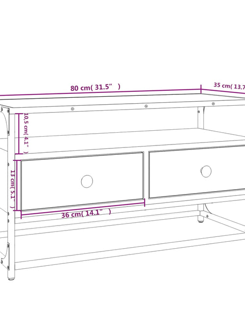 Încărcați imaginea în vizualizatorul Galerie, Comodă TV, stejar afumat, 80x35x45 cm, lemn prelucrat
