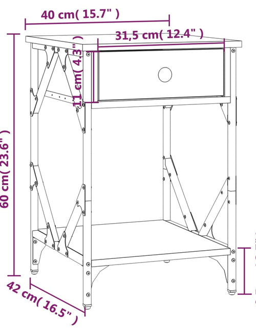 Încărcați imaginea în vizualizatorul Galerie, Noptiere, 2 buc., stejar fumuriu, 40x42x60 cm, lemn prelucrat
