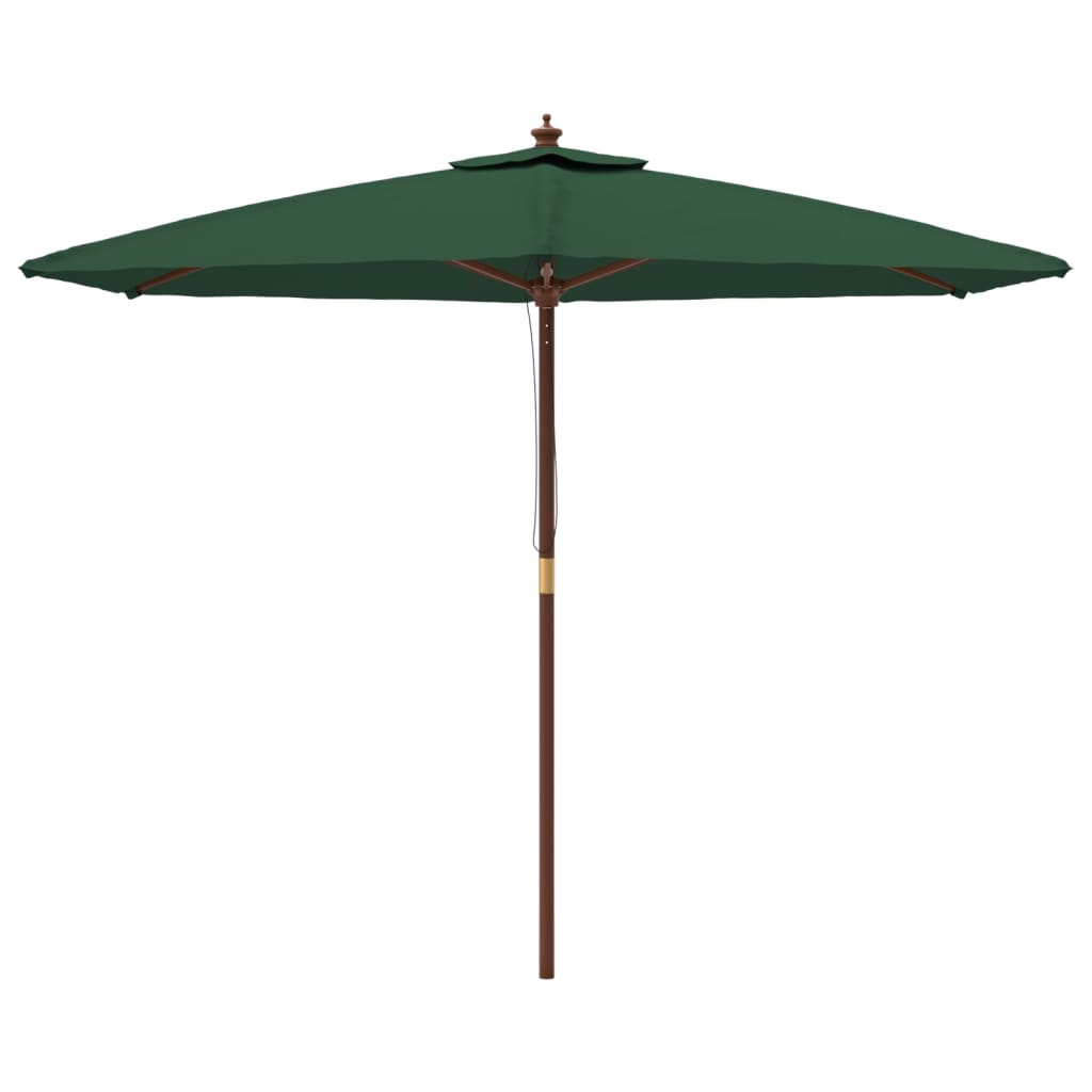 Umbrelă de soare de grădină stâlp din lemn, verde, 299 x 240 cm