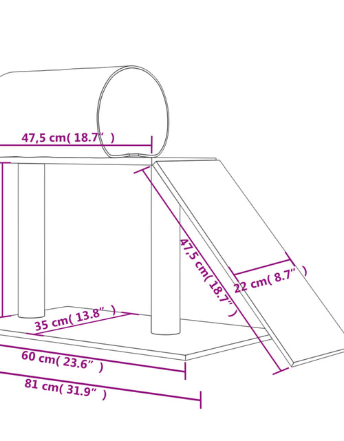 Încărcați imaginea în vizualizatorul Galerie, Stâlpi zgâriere pentru pisici cu tunel și scară, crem, 55,5 cm
