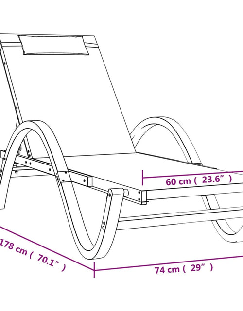 Încărcați imaginea în vizualizatorul Galerie, Șezlong cu pernă, gri, textilenă și lemn masiv de plop
