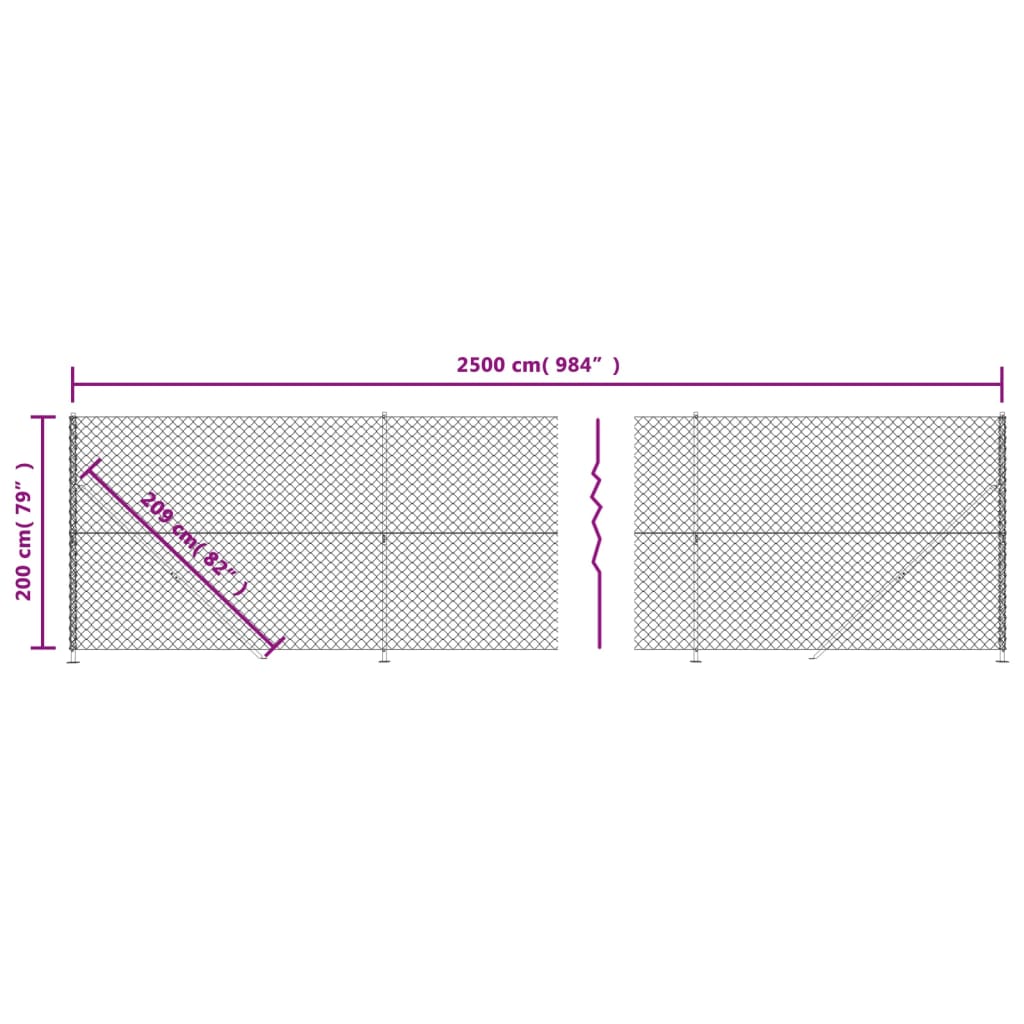 Gard plasă de sârmă cu bordură, argintiu, 2x25 m