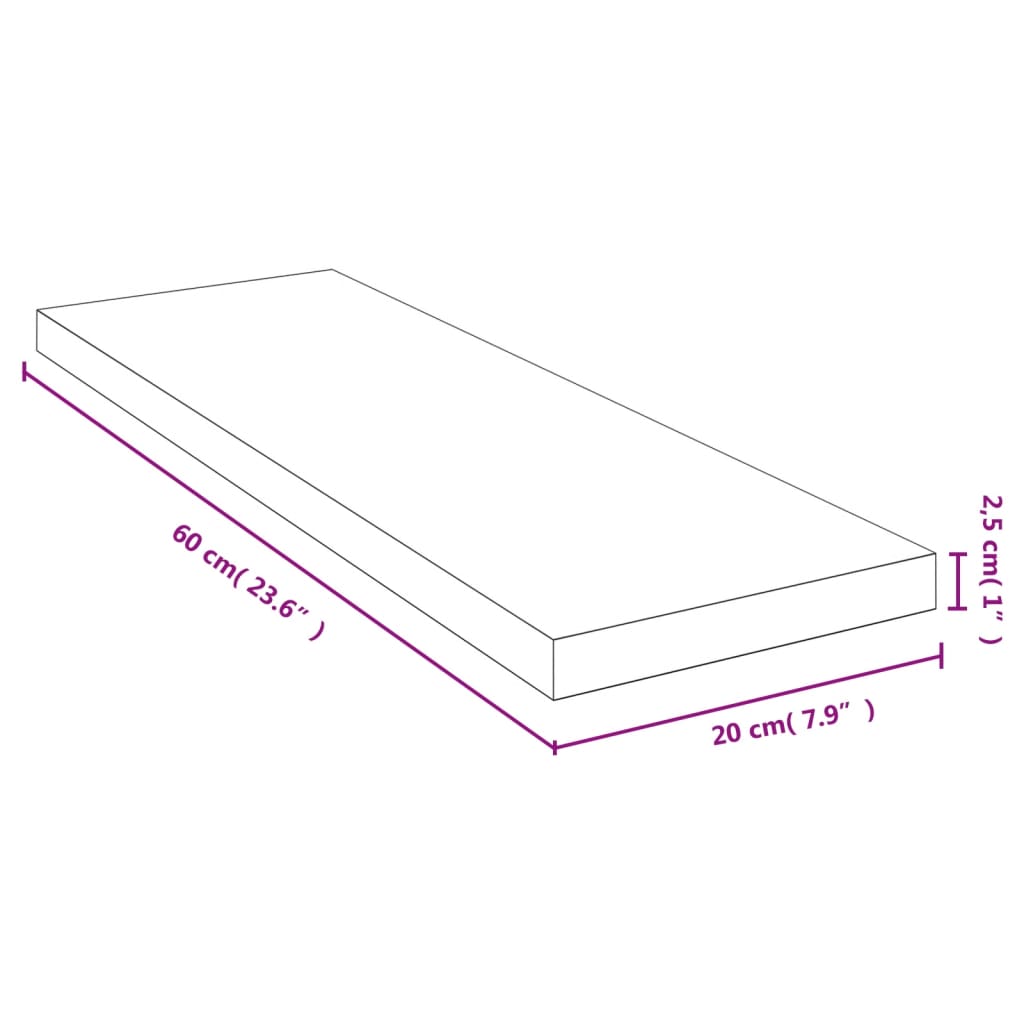 Raft de perete, 60x20x2,5 cm, bambus