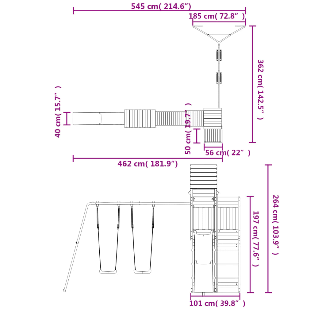 Set de joacă pentru exterior, lemn de pin impregnat