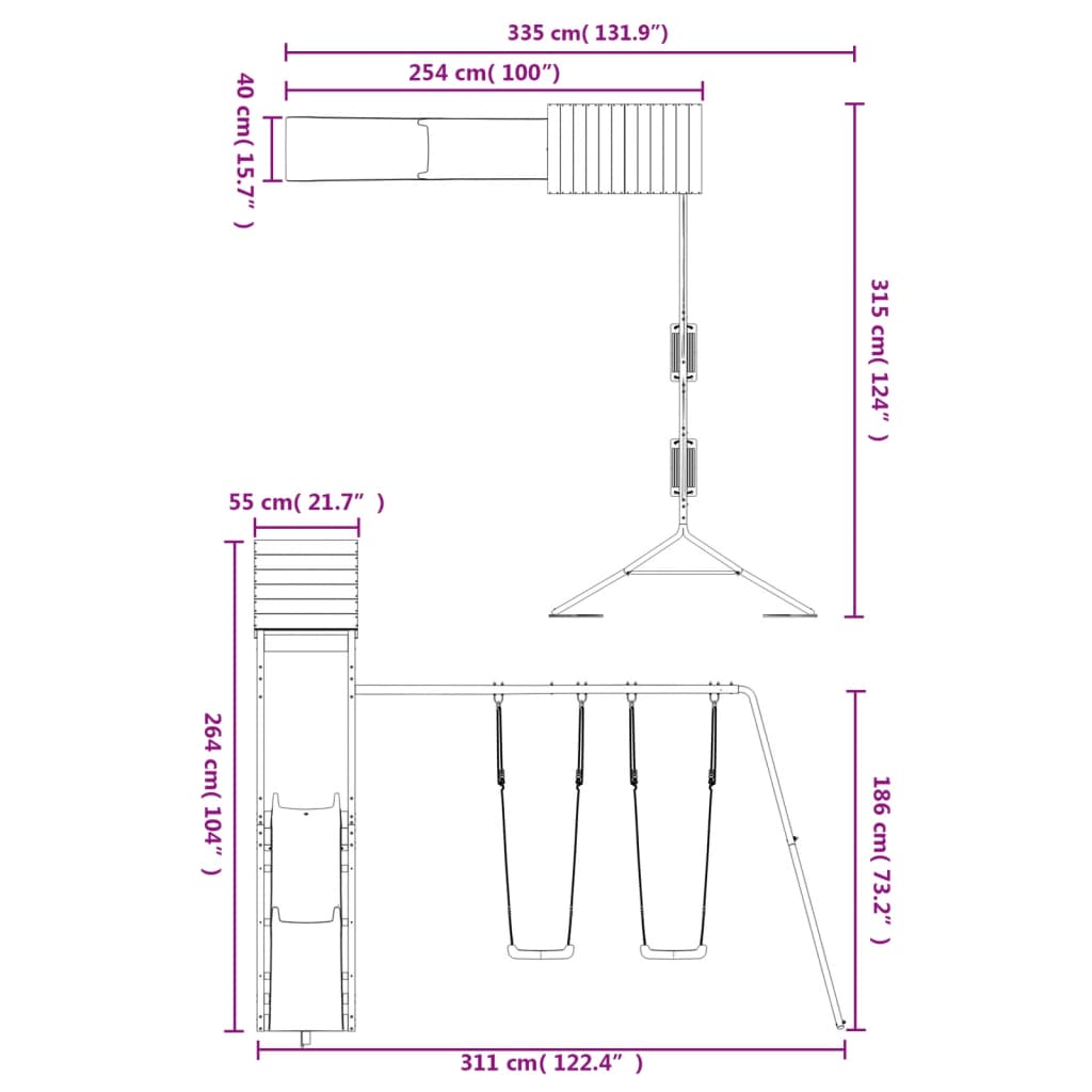 Set de joacă pentru exterior, lemn de pin impregnat