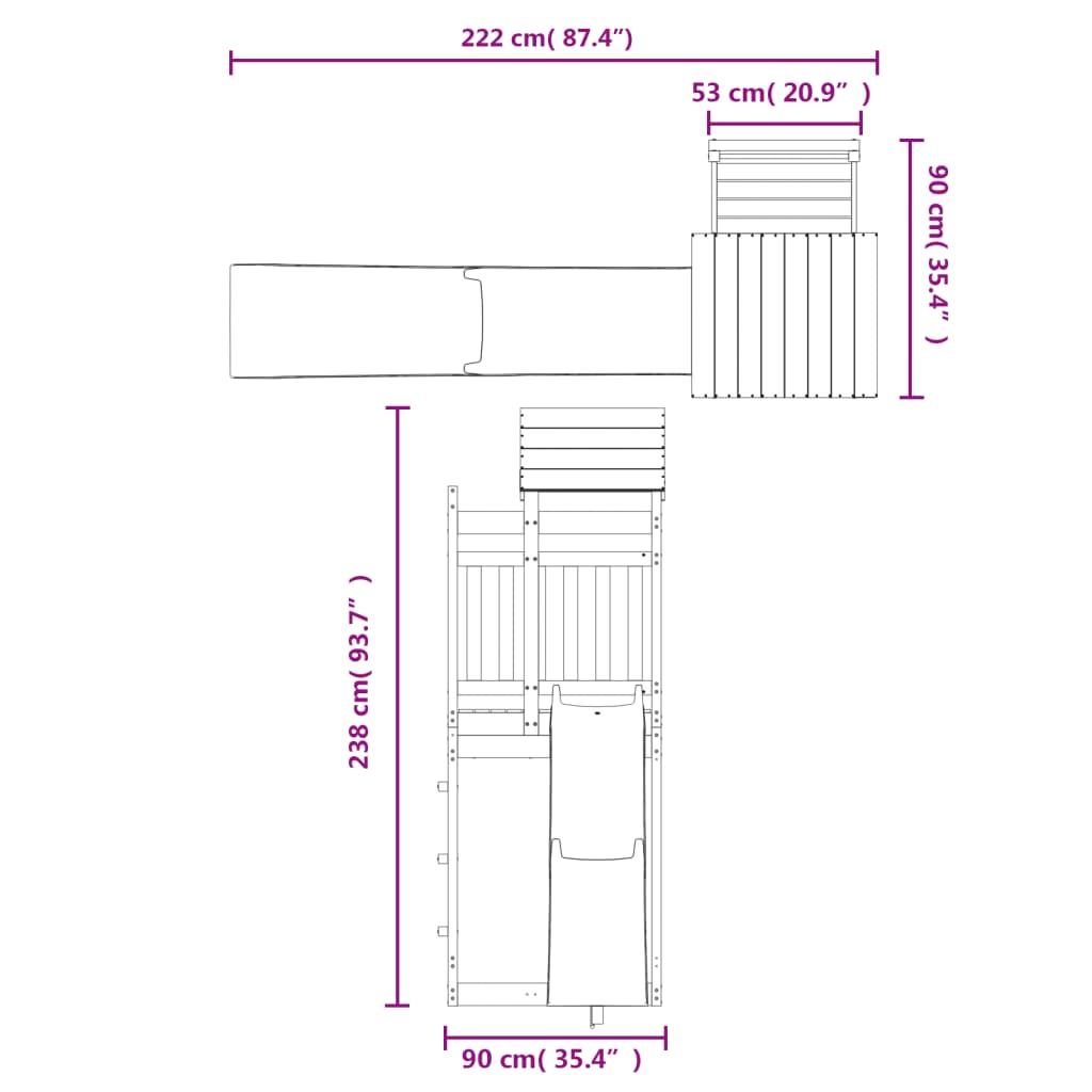 Set de joacă pentru exterior, lemn masiv de pin