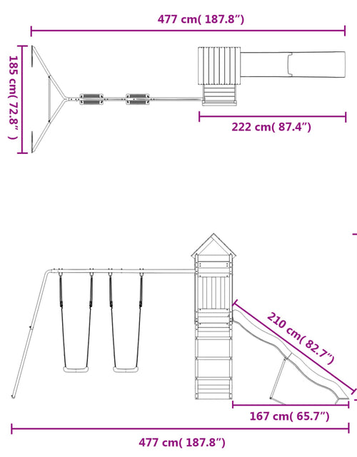 Încărcați imaginea în vizualizatorul Galerie, Set de joacă pentru exterior, lemn masiv de pin
