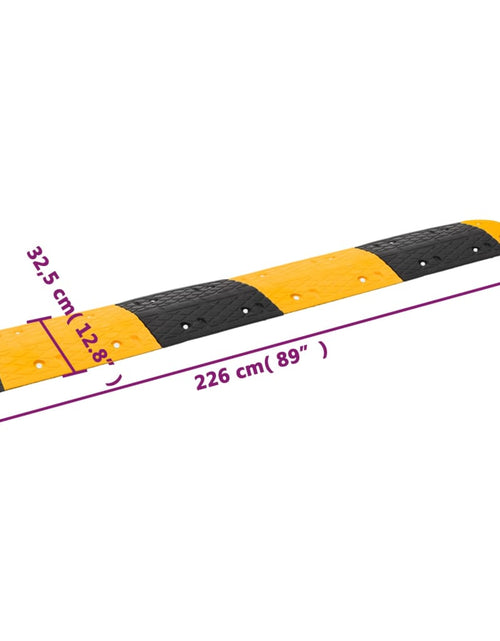 Загрузите изображение в средство просмотра галереи, Prag limitator de viteză galben&amp;negru, 226x32,5x4 cm, cauciuc
