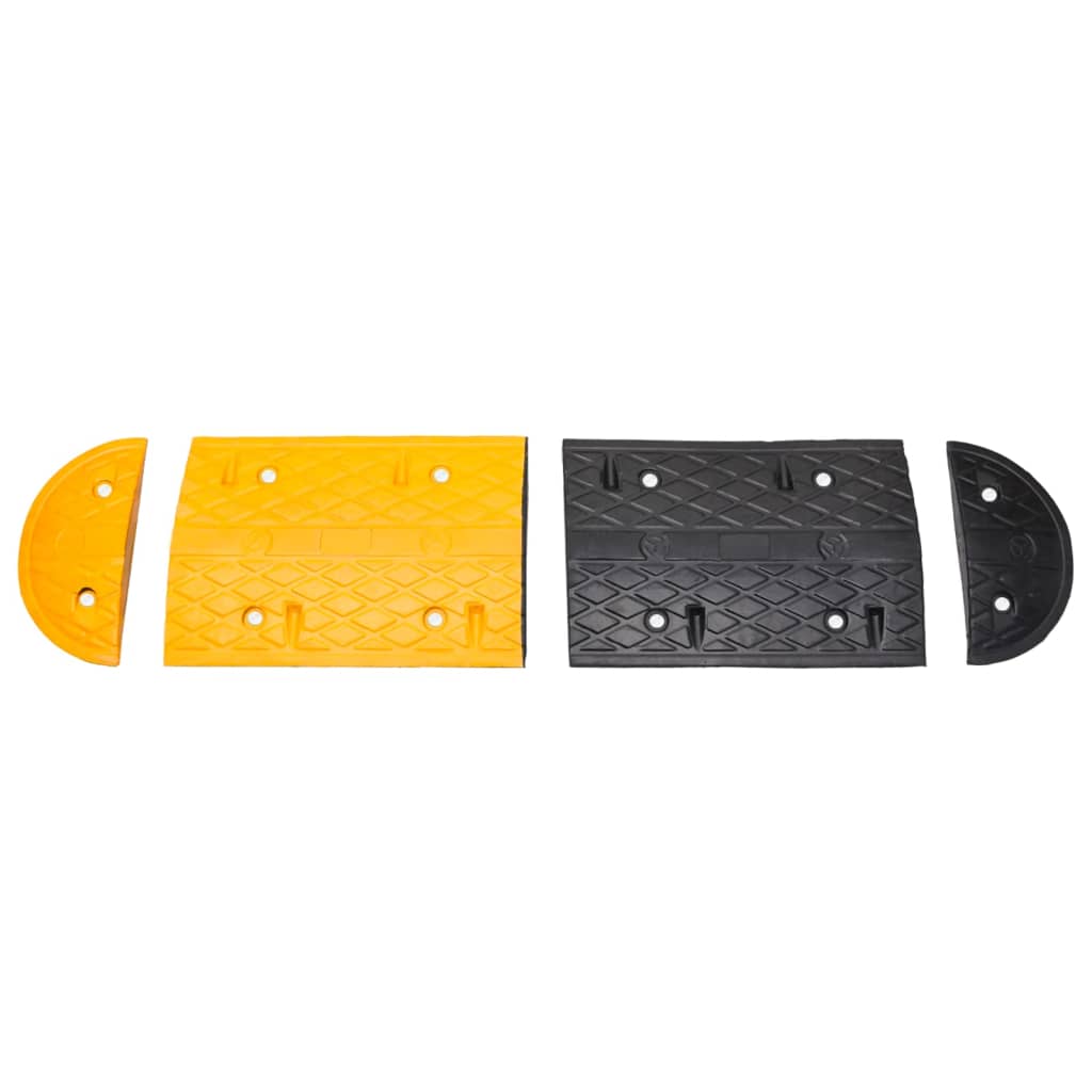Prag limitator viteză galben și negru, 517x32,5x4 cm, cauciuc