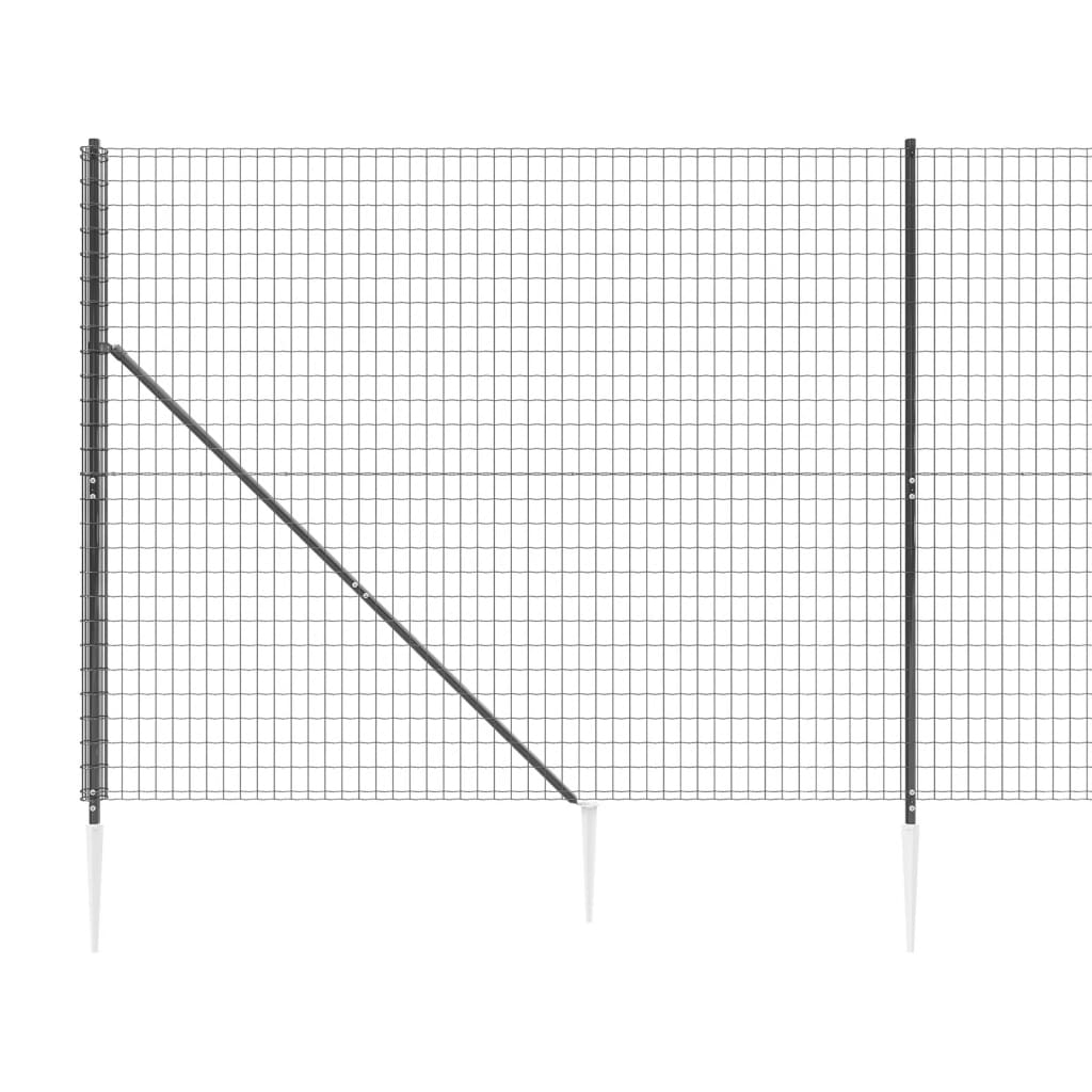 Gard plasă de sârmă cu țăruși de fixare, antracit, 2,2x10 m