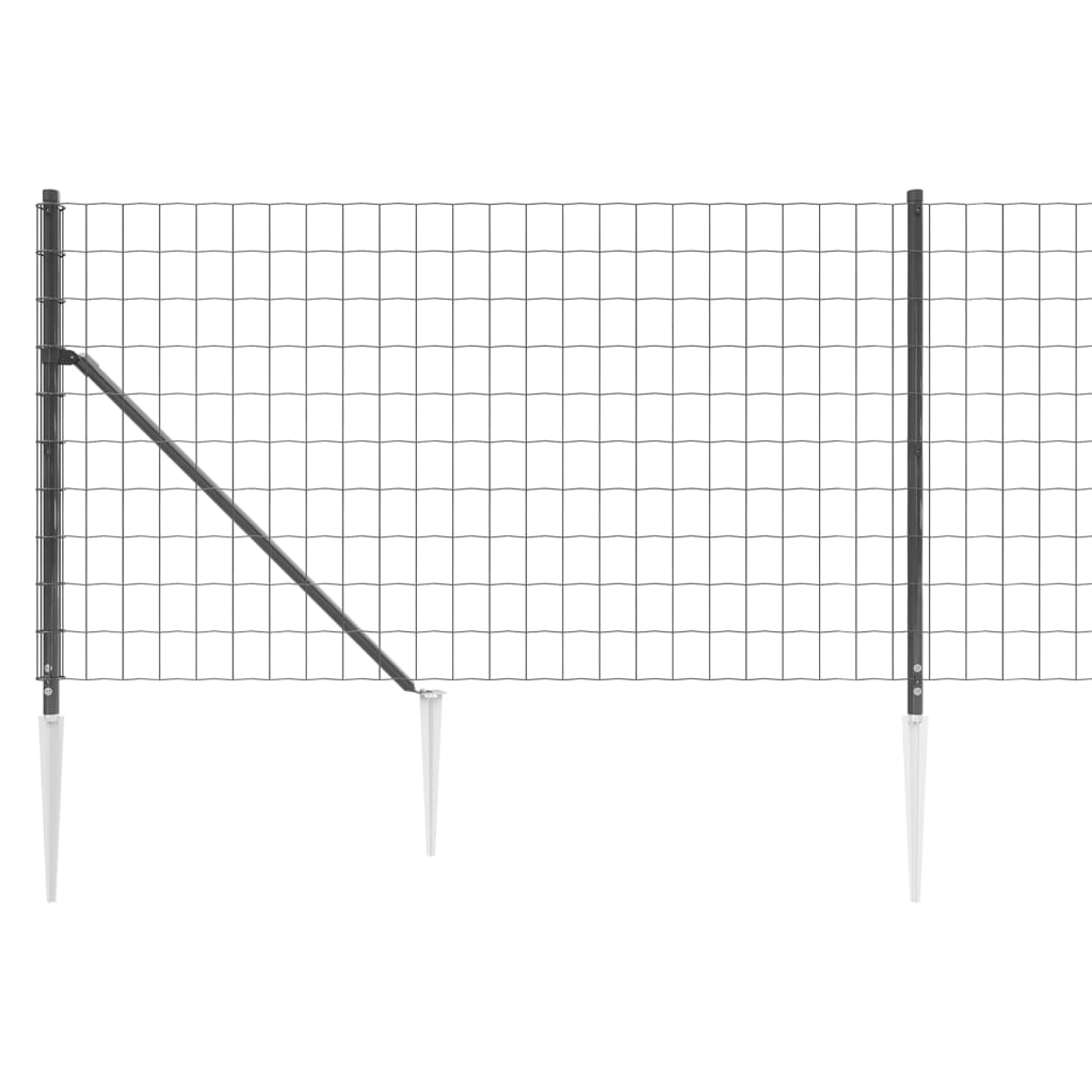 Gard plasă de sârmă cu țăruși de fixare, antracit, 0,8x10 m