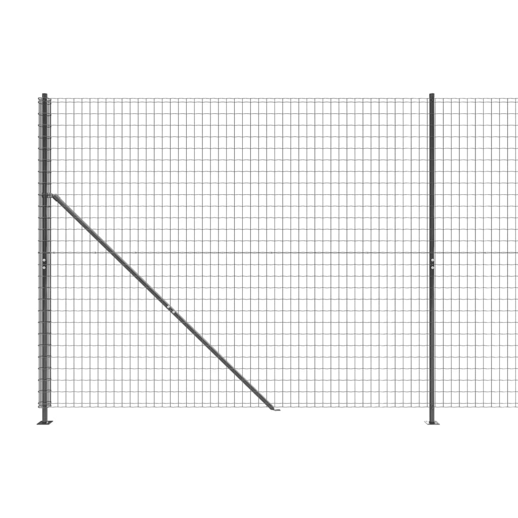 Gard plasă de sârmă cu bordură, antracit, 2x10 m