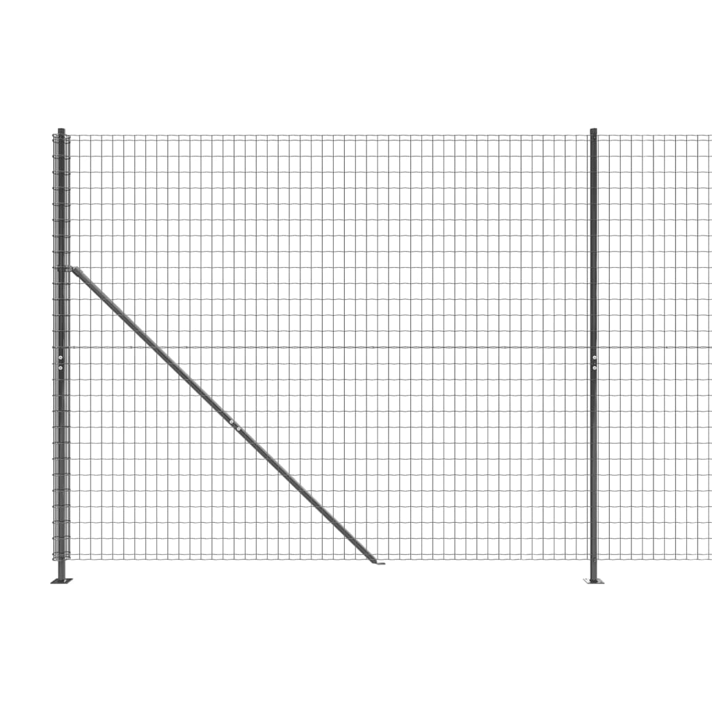 Gard plasă de sârmă cu bordură, antracit, 2,2x10 m