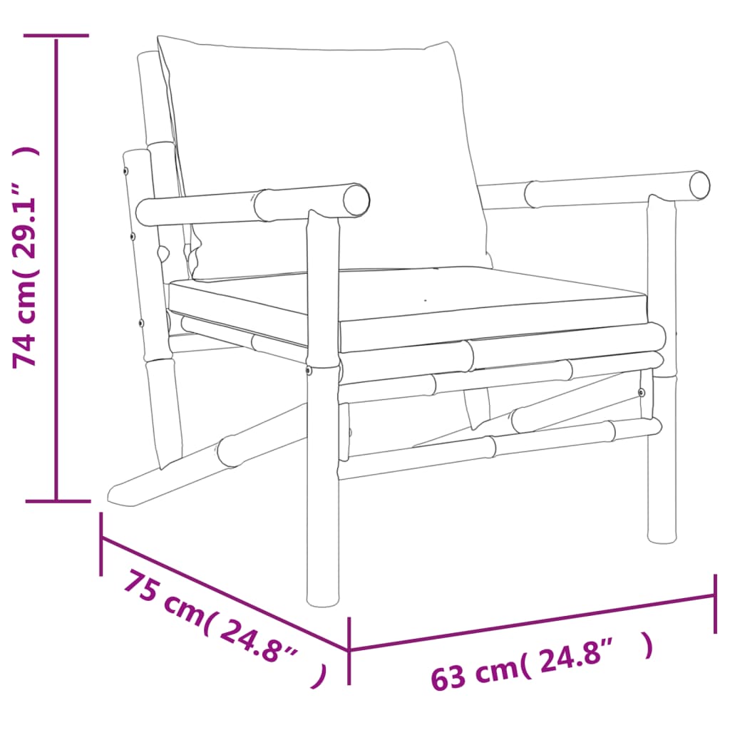 Set mobilier de grădină cu perne gri închis, 4 piese, bambus