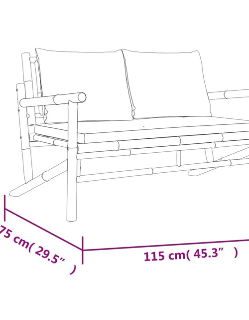 Încărcați imaginea în vizualizatorul Galerie, Set mobilier de grădină, perne gri închis, 3 piese, bambus

