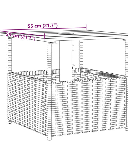 Încărcați imaginea în vizualizatorul Galerie, Masă grădină cu orificiu umbrelă maro 55x55x46,5 cm poliratan
